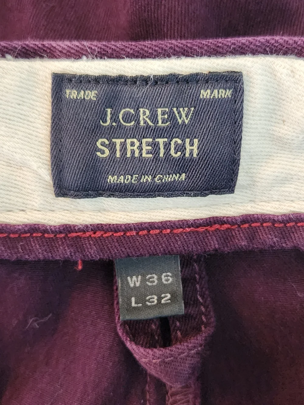J. Crew Mens Plum Stretch Chino Pants Size 36x32